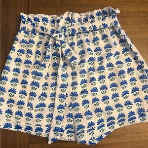 Miami Francesca's White & Blue Floral High Rise Paper Bag Shorts Women's Medium